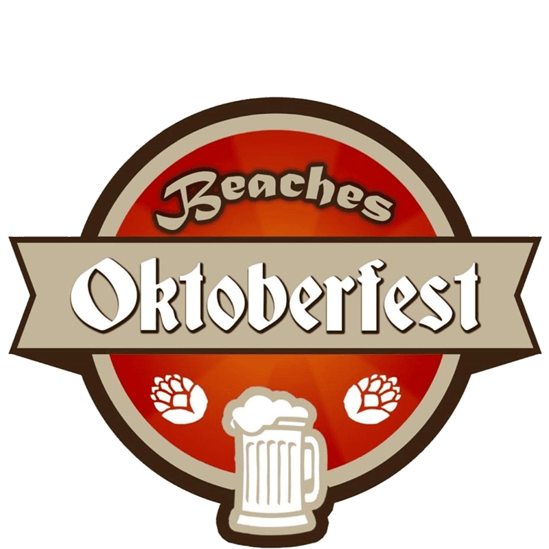 Beaches Oktoberfest logo with beer mug.